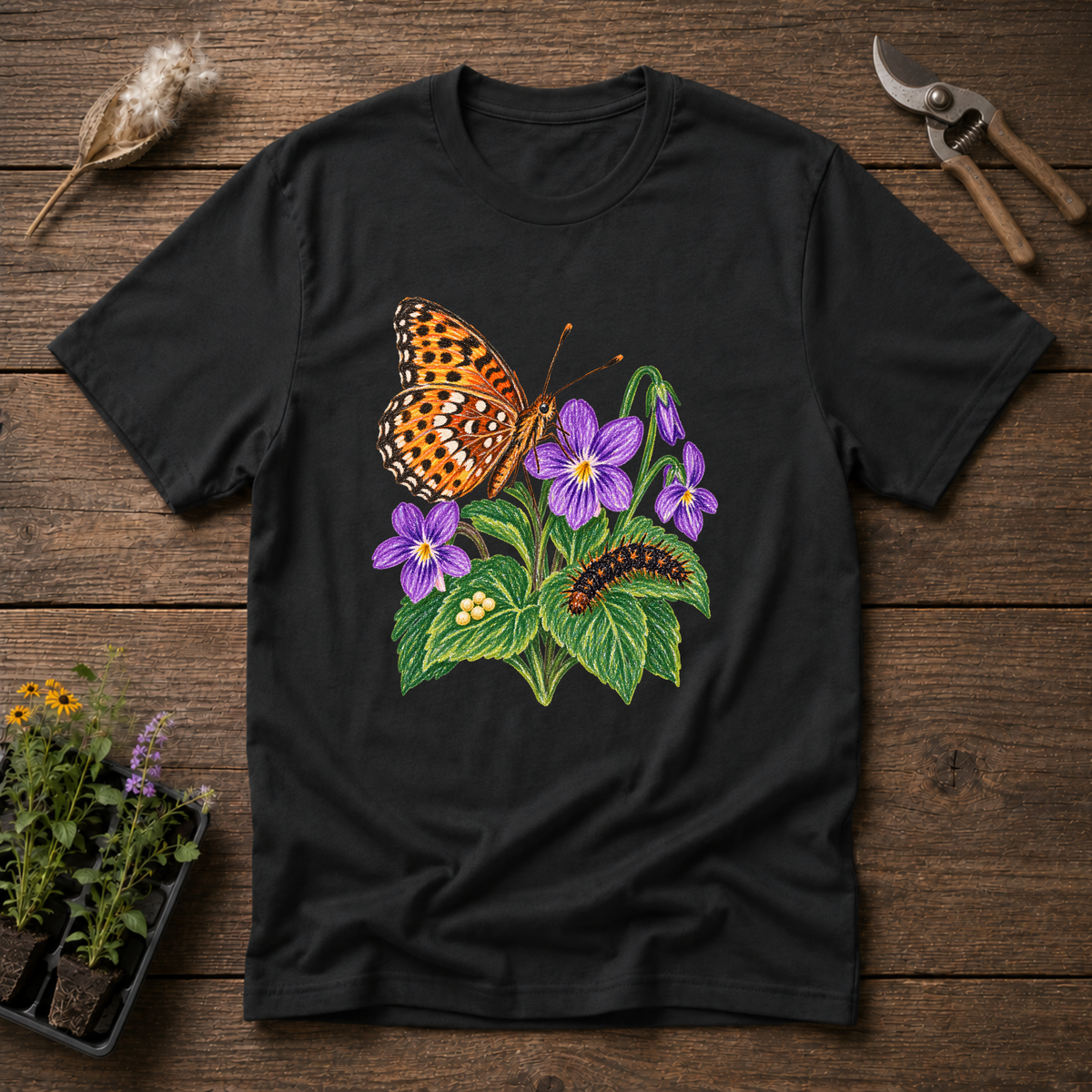Great Spangled Fritillary T-Shirt in Black