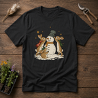 Bunny Snowman Builders T-Shirt in Black