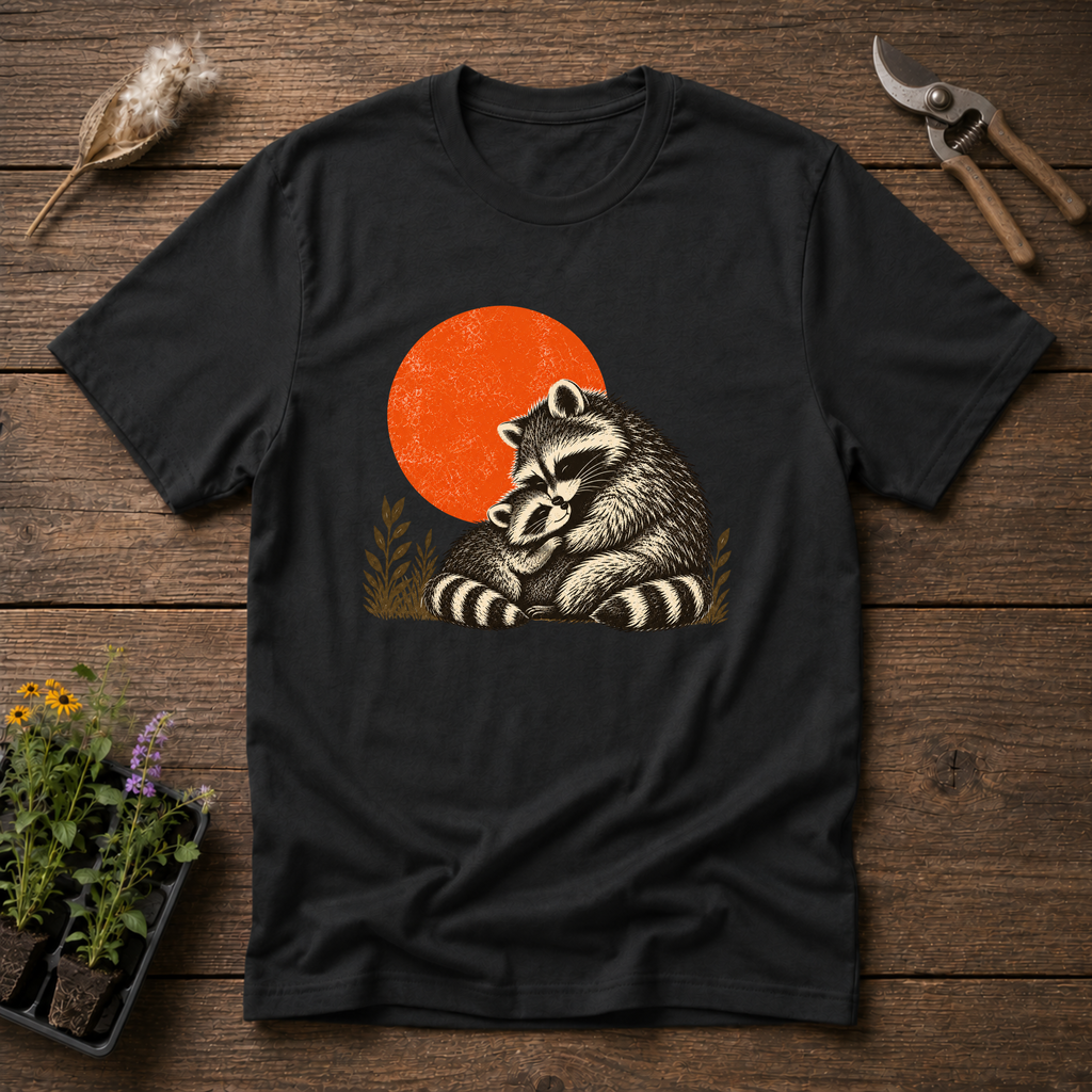Raccoon Snuggles T-Shirt in Black