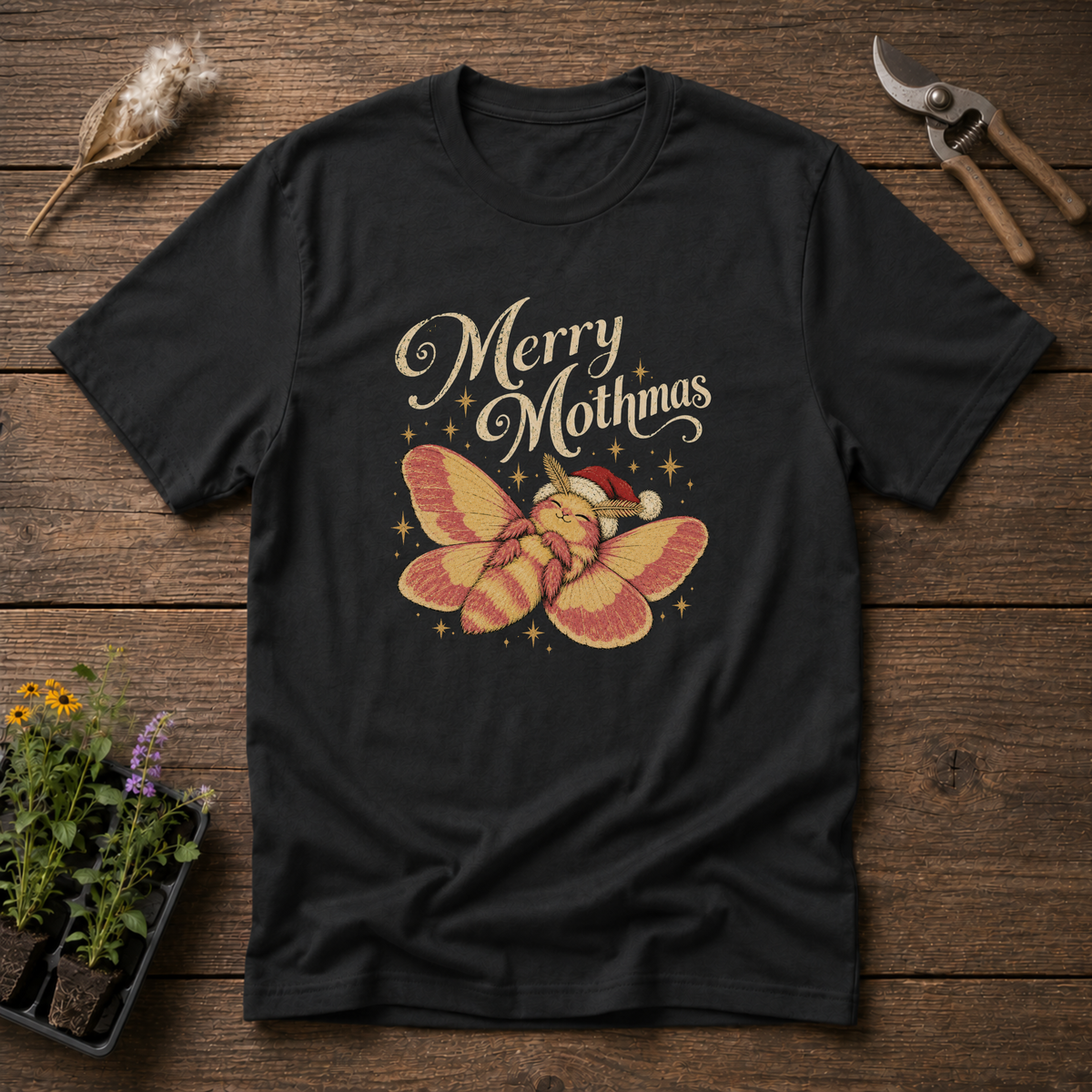 Merry Mothmas T-Shirt in Black