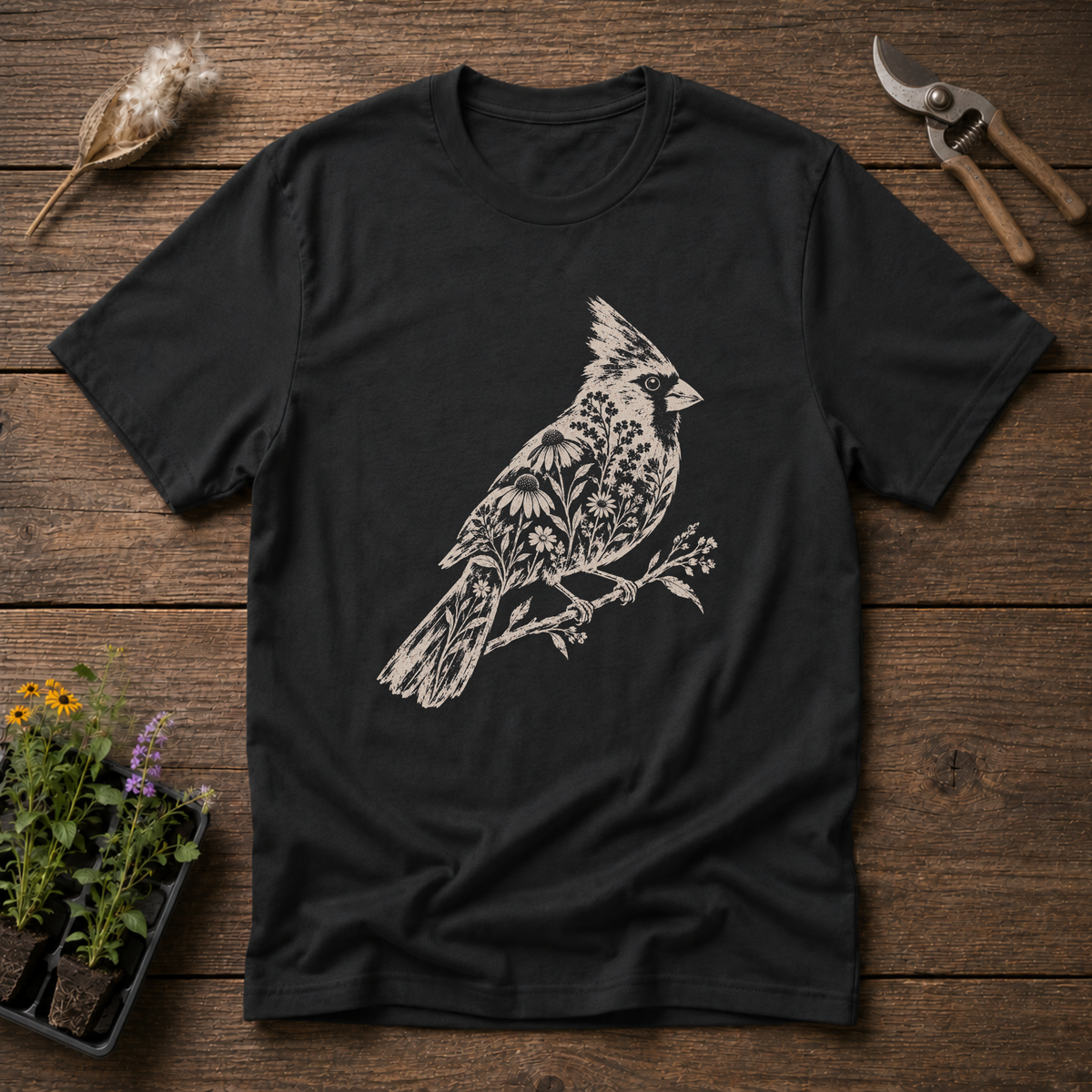 Wildflower Cardinal T-Shirt in Black