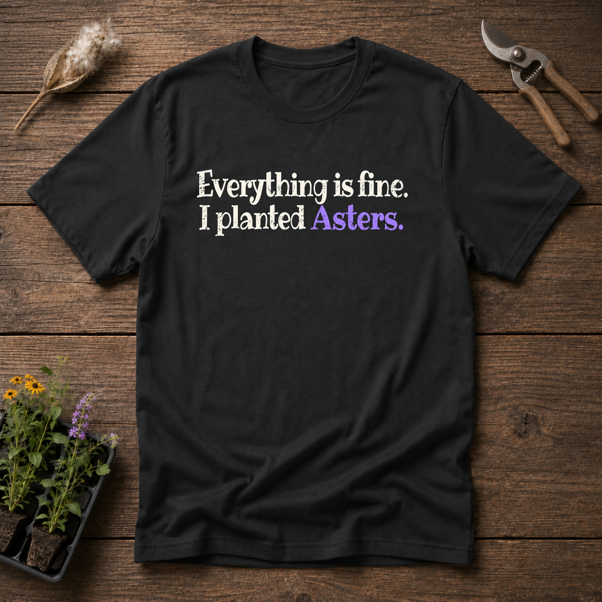 Planted Asters T-Shirt in Black