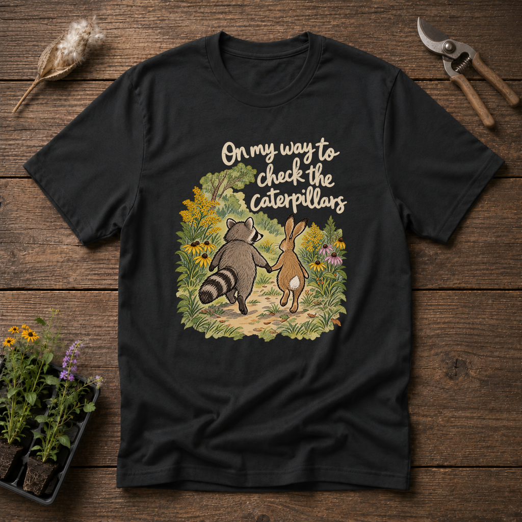 Checking The Caterpillars T-Shirt in Black