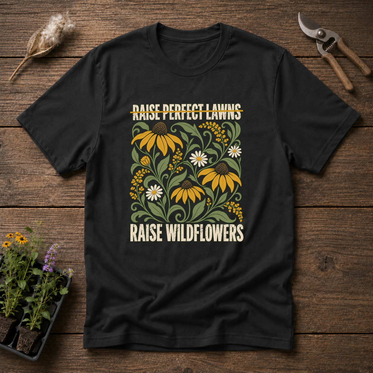 Raise Wildflowers T-Shirt in Black