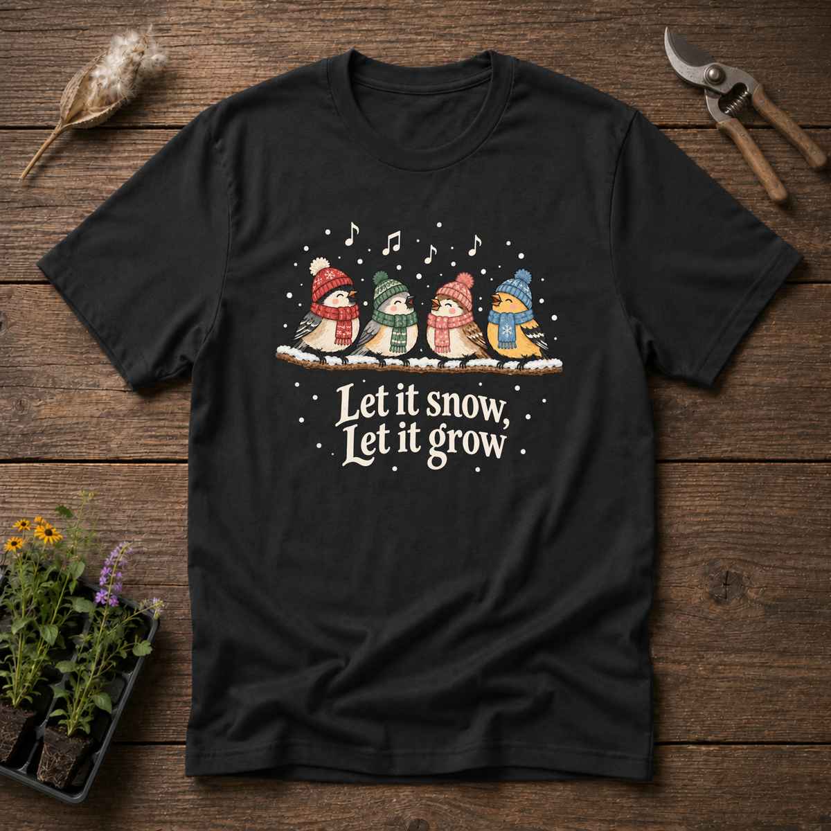 Singing Songbirds T-Shirt in Black