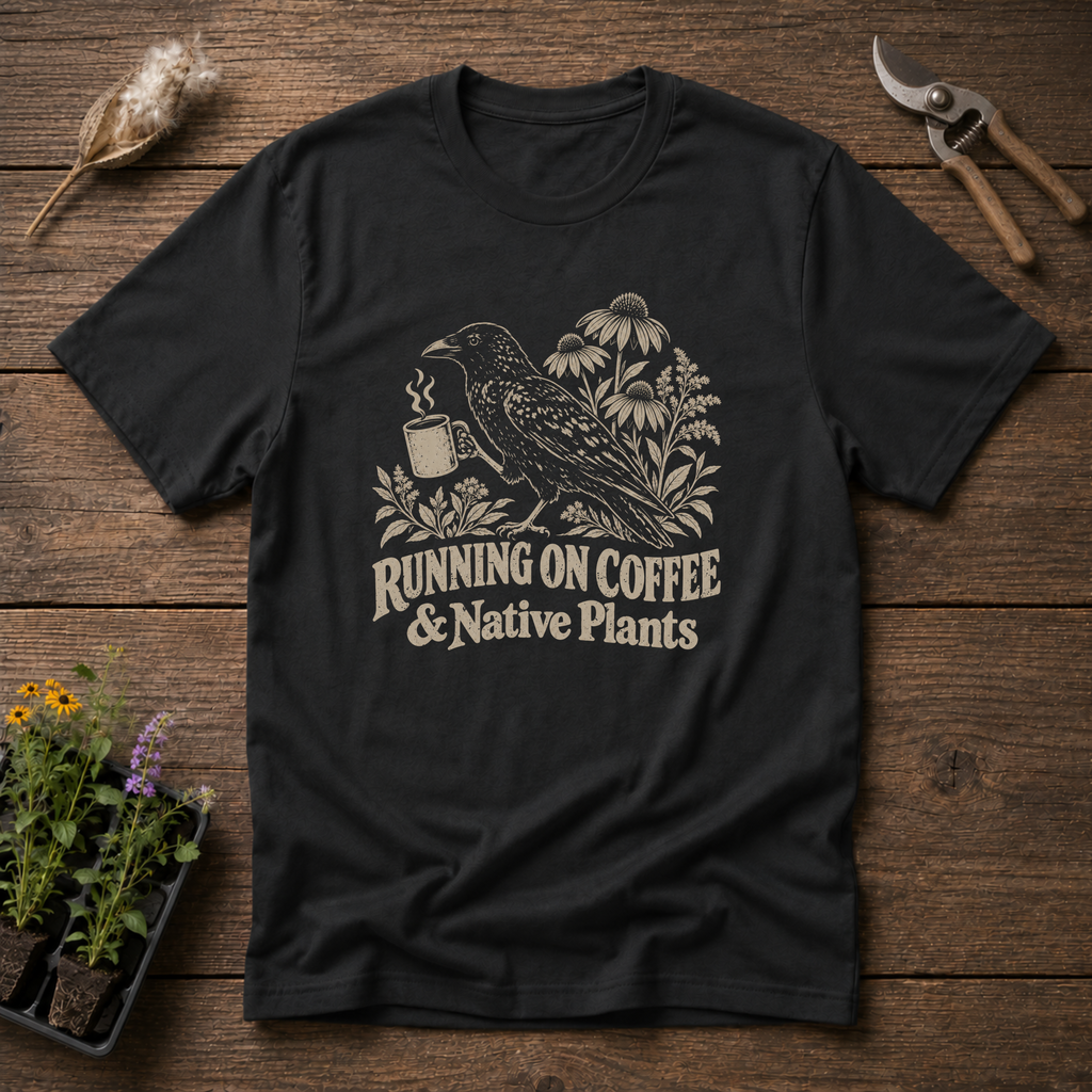 Coffee & Native Plants T-Shirt in Black