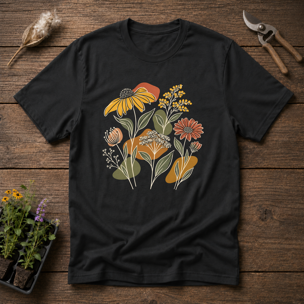 Line Art Wildflowers T-Shirt