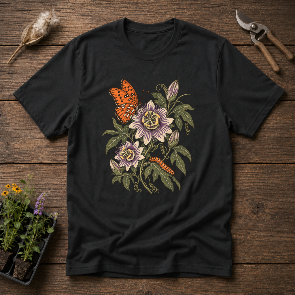Gulf Fritillary T-Shirt in Black