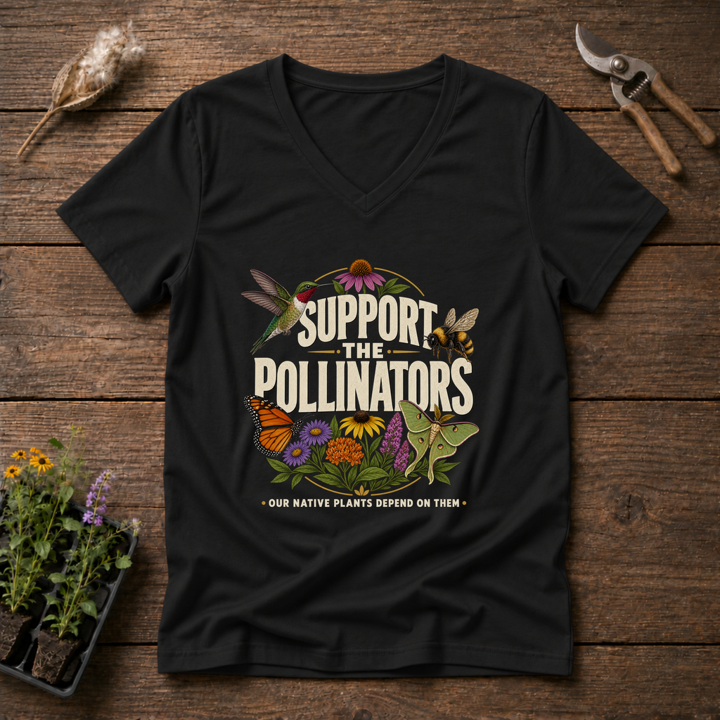 Support The Pollinators V-Neck Tee