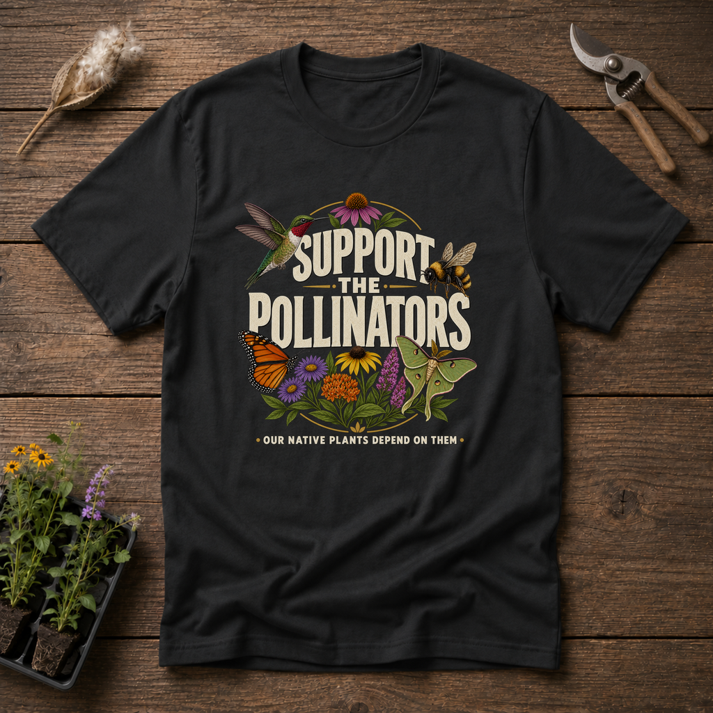 Support The Pollinators T-Shirt in Black