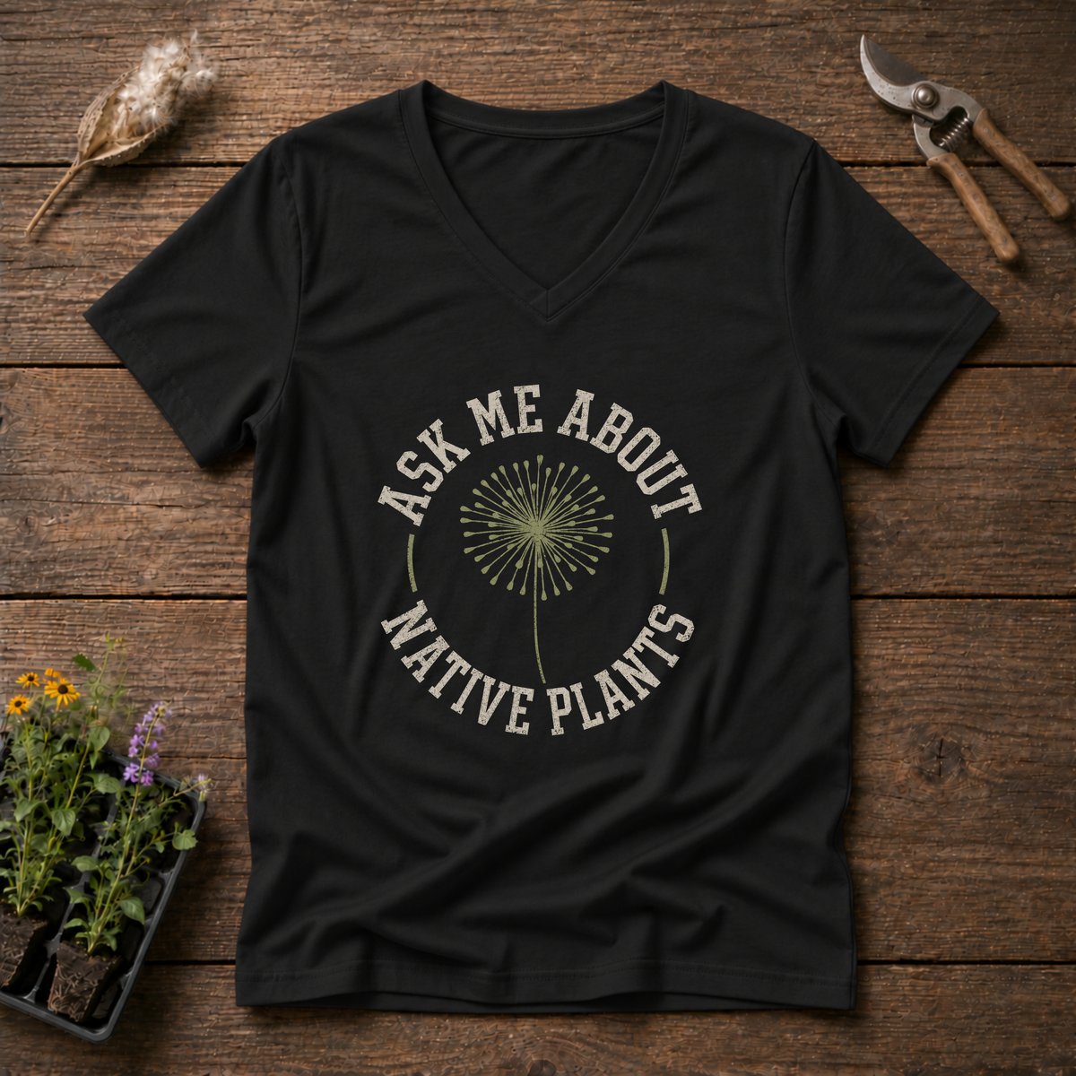 Native Plant Questions V-Neck Tee
