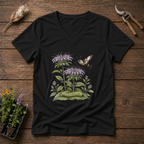 Bergamot Clearwing Moth V-Neck Tee in Black