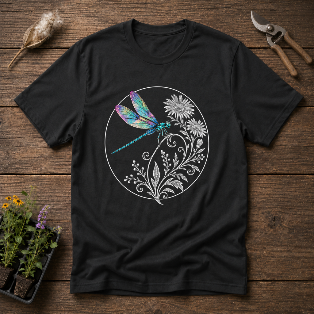 Iridescent Dragonfly T-Shirt in Black