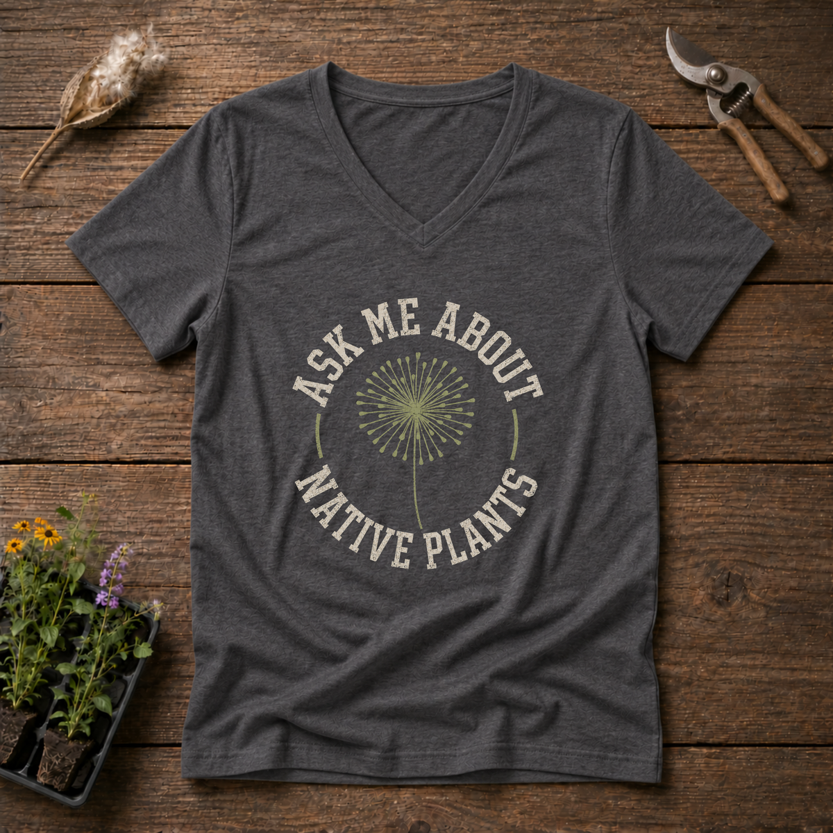 Native Plant Questions V-Neck Tee