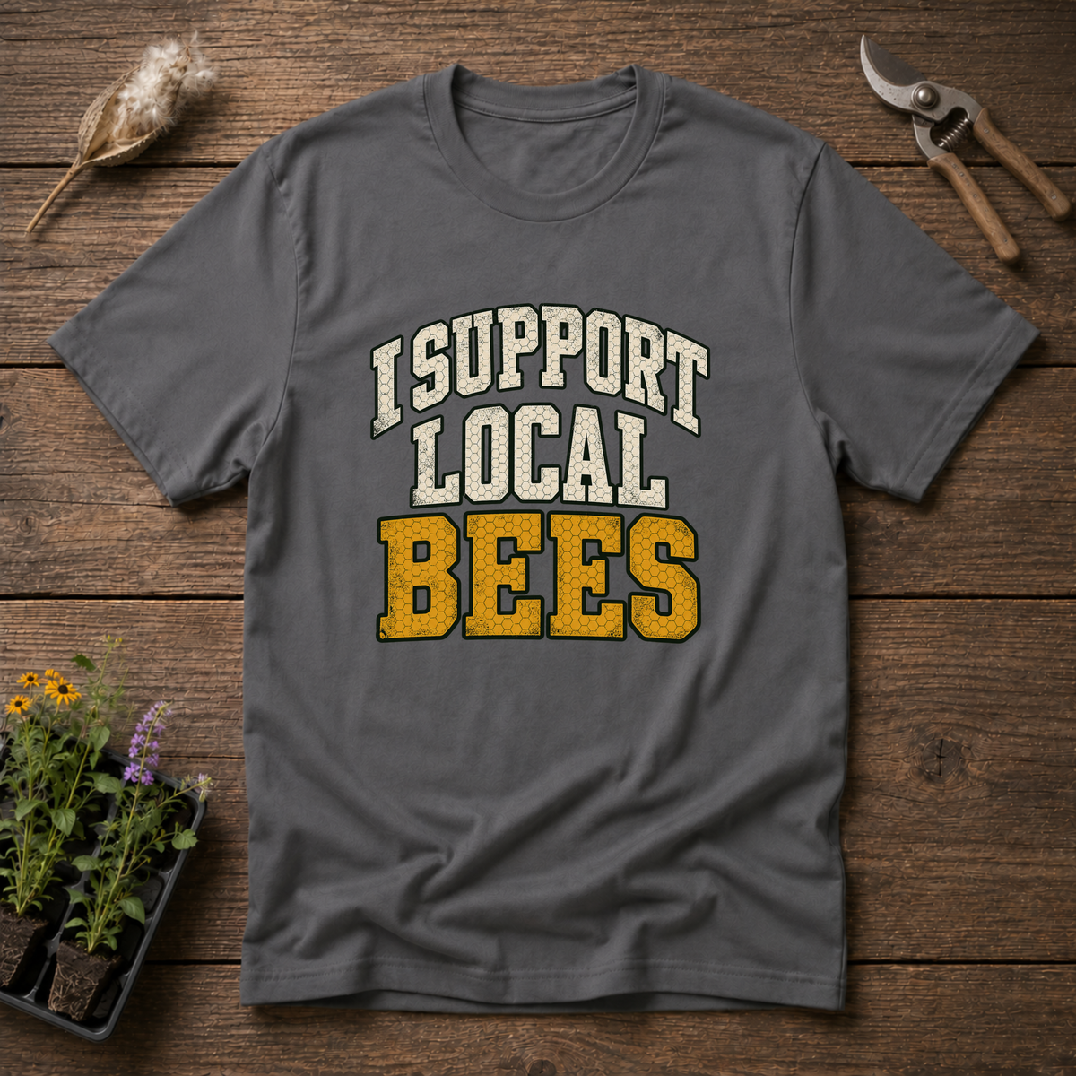 Support Local Bees T-Shirt in Charcoal