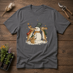 Bunny Snowman Builders T-Shirt in Charcoal