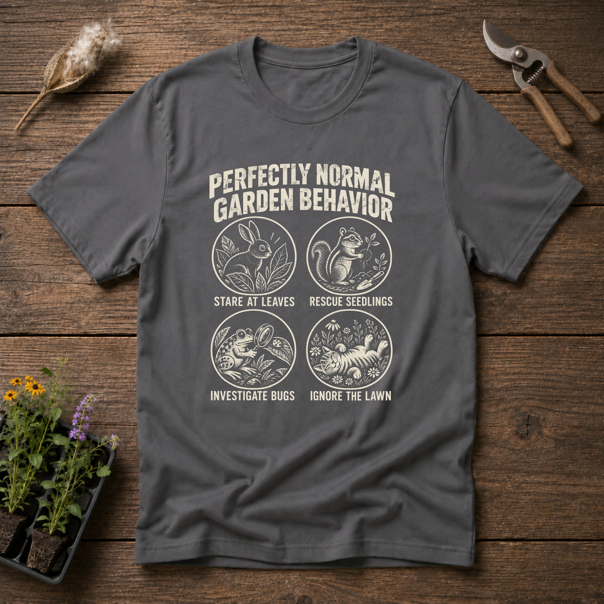 Normal Garden Behavior T-Shirt in Charcoal