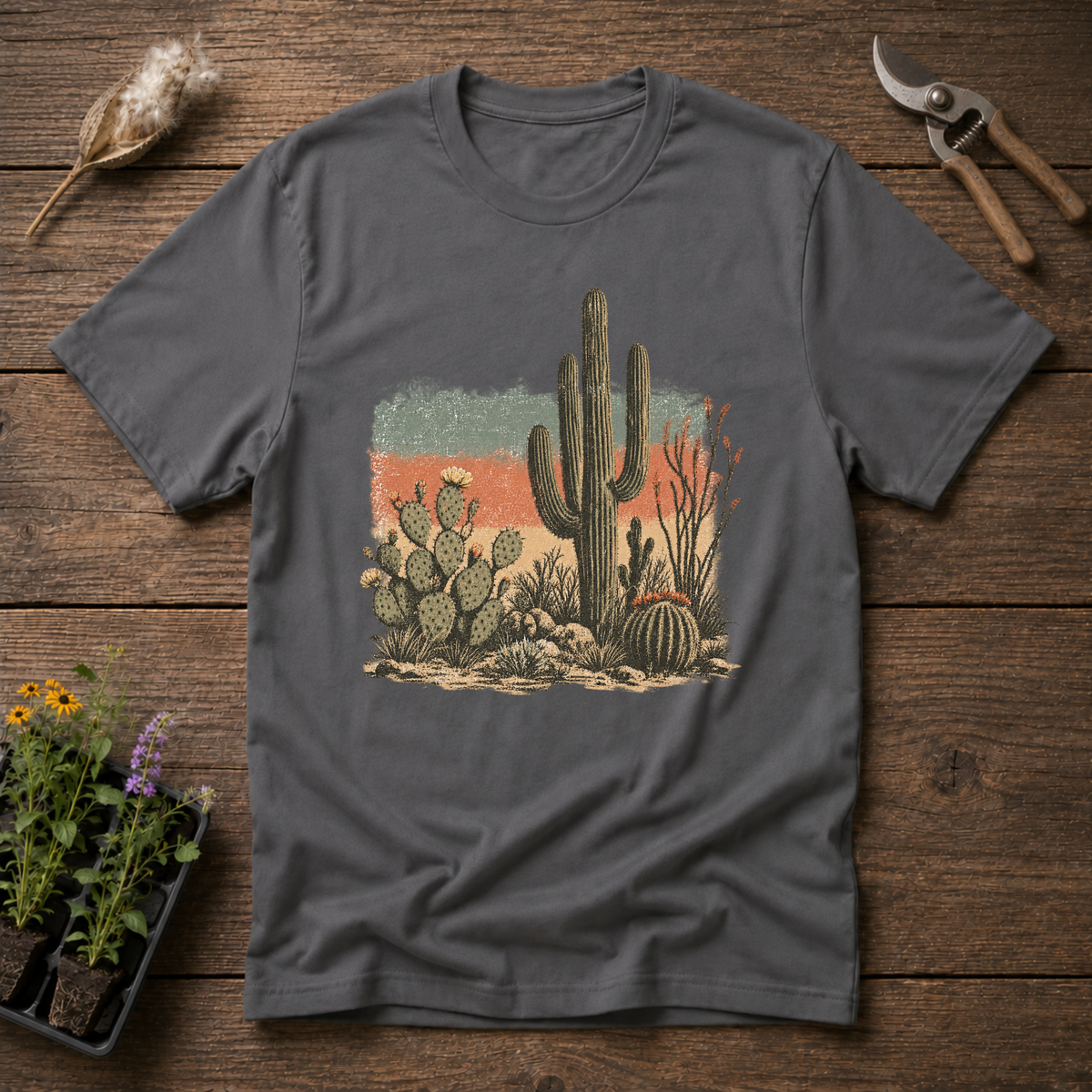 Desert Cacti T-Shirt in Charcoal
