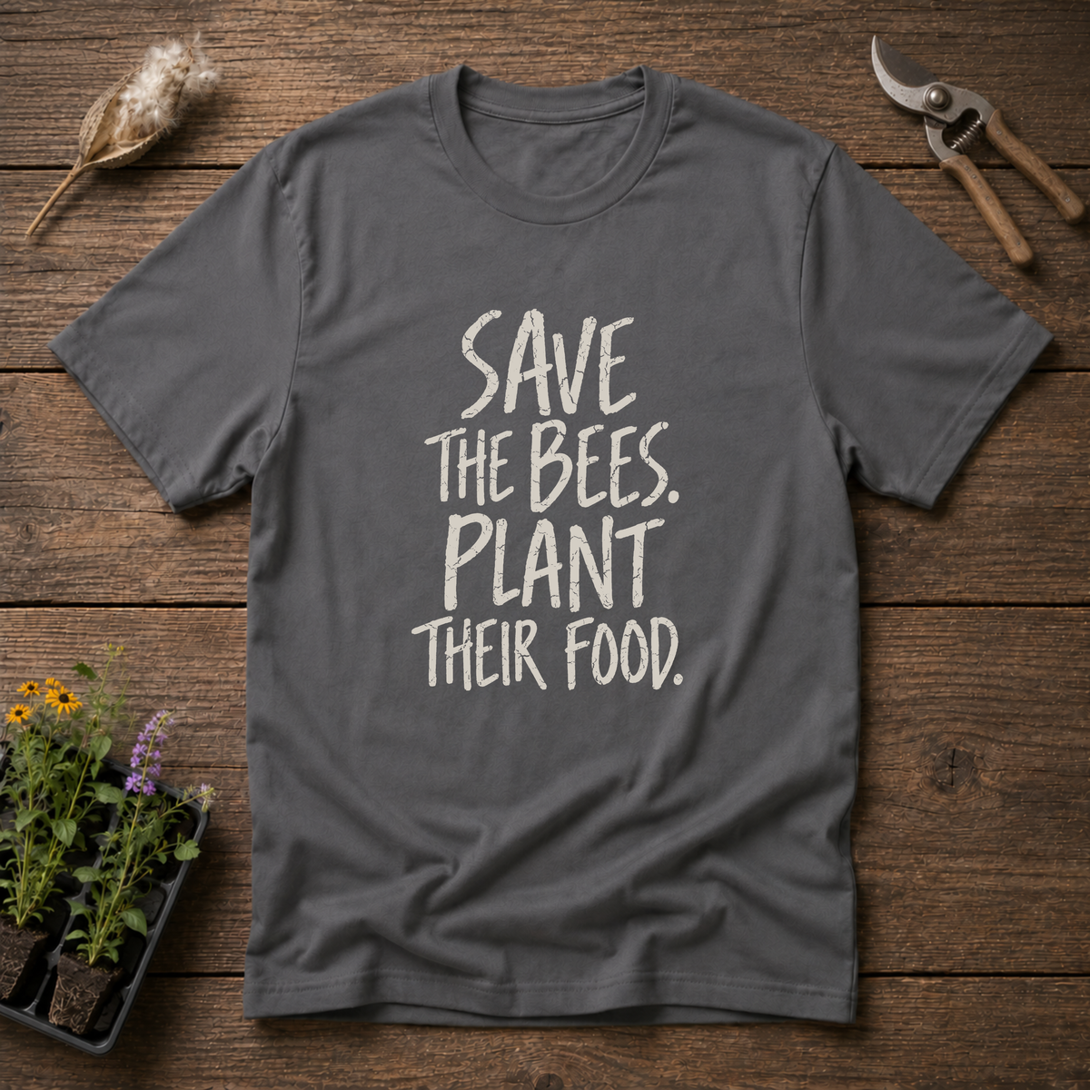 Save The Bees T-Shirt in Charcoal