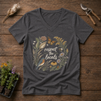Respect The Locals V-Neck Tee in Charcoal