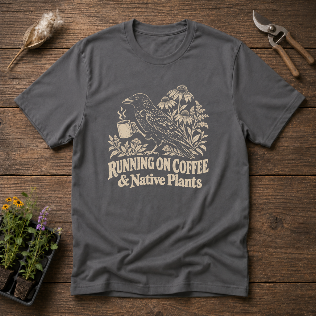 Coffee & Native Plants T-Shirt in Charcoal