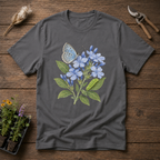 Cassius Blue Butterfly T-Shirt in Charcoal