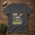 Bergamot Clearwing Moth V-Neck Tee in Charcoal
