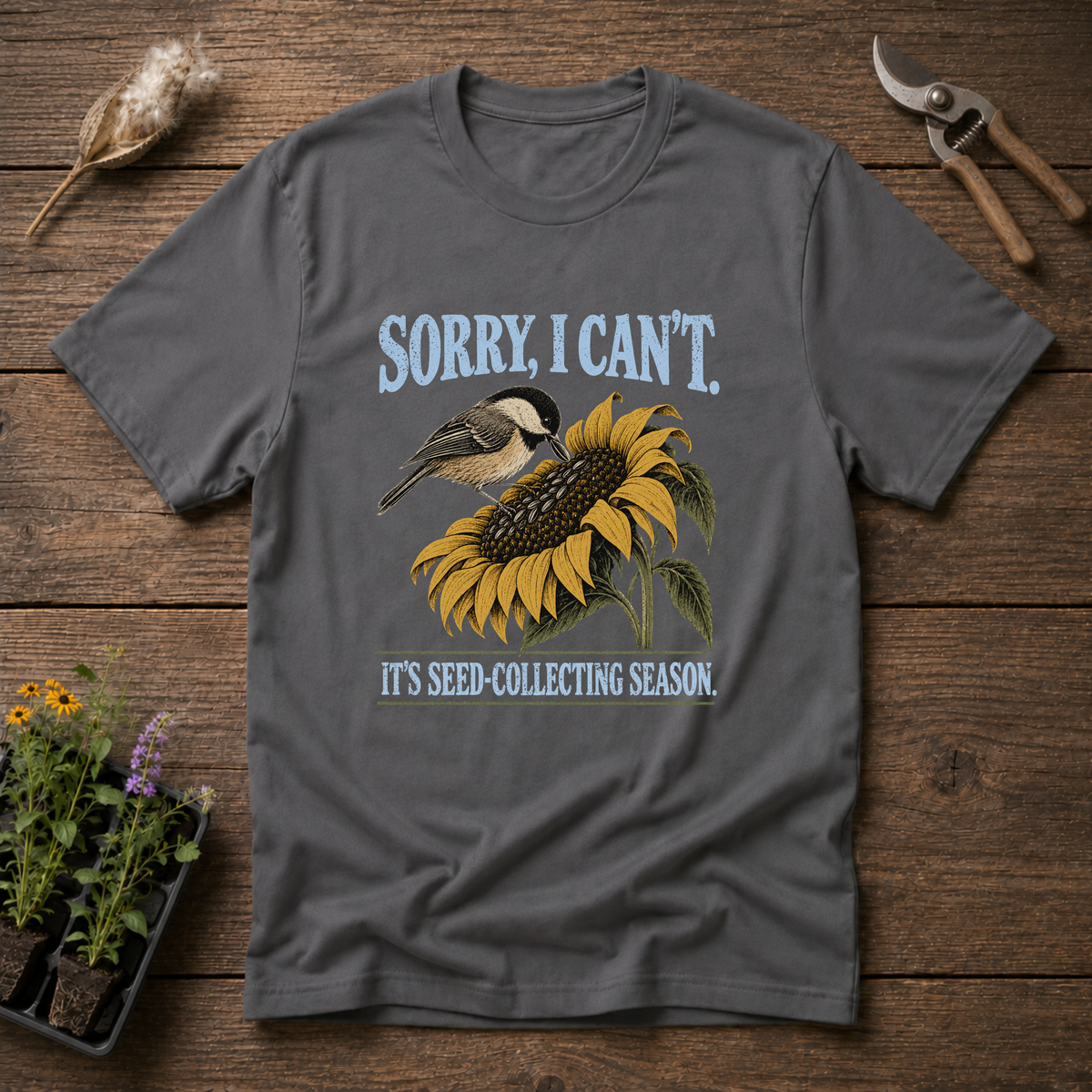 Seed Collecting T-Shirt in Charcoal