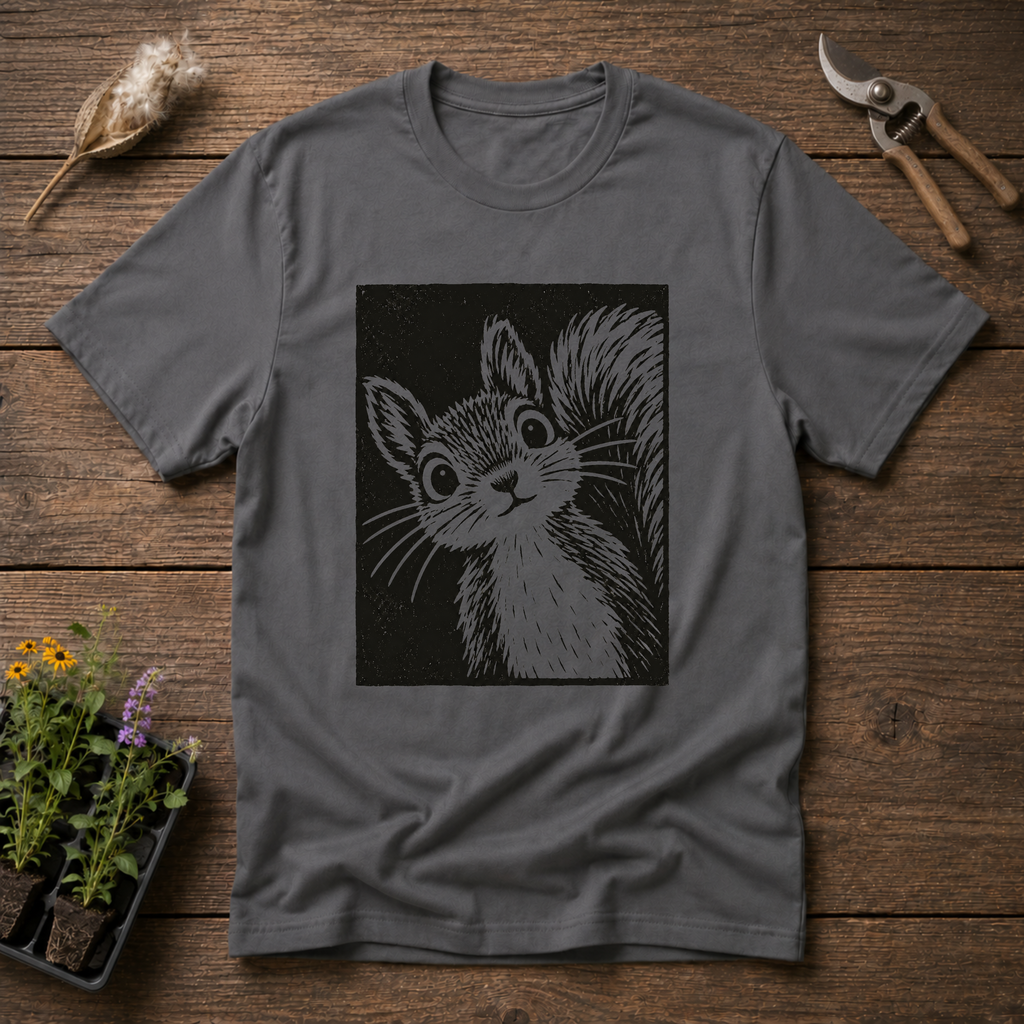 Curious Squirrel T-Shirt in Charcoal