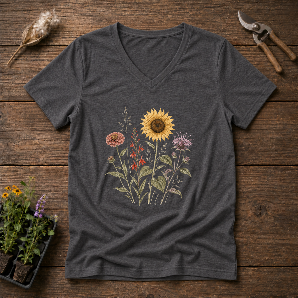 Native Wildflowers V-Neck Tee