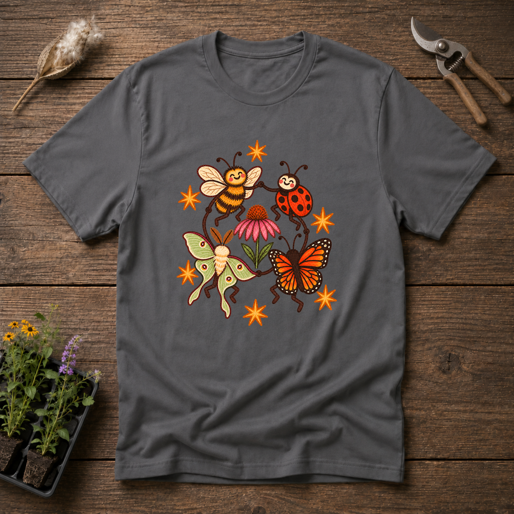 Dancing Pollinators T-Shirt in Charcoal