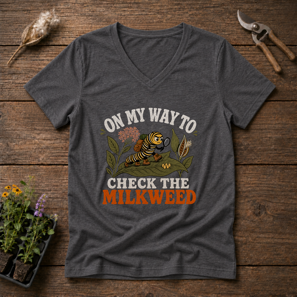 Checking The Milkweed V-Neck Tee in Charcoal