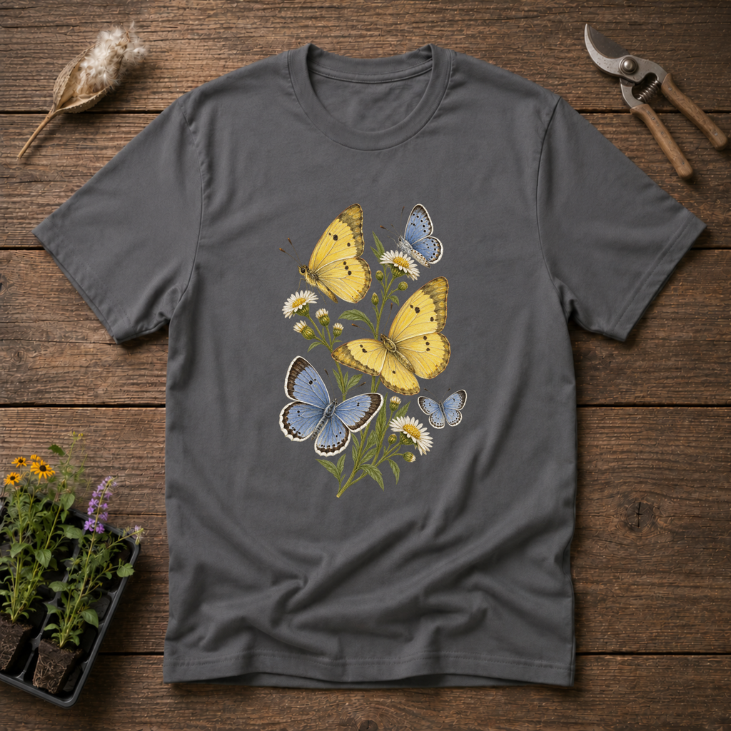 Blue Sulphur Butterflies T-Shirt in Charcoal