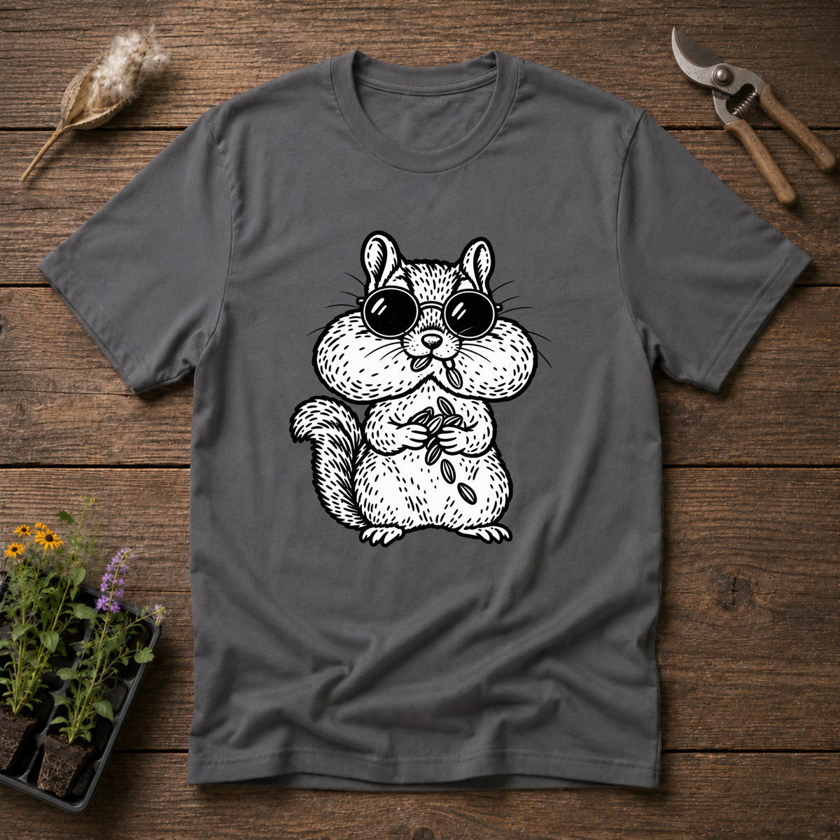 Cheeky Seed Bandit T-Shirt in Charcoal