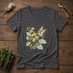 Tiger Swallowtail V-Neck Tee in Charcoal