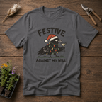 Festive Crow T-Shirt in Charcoal