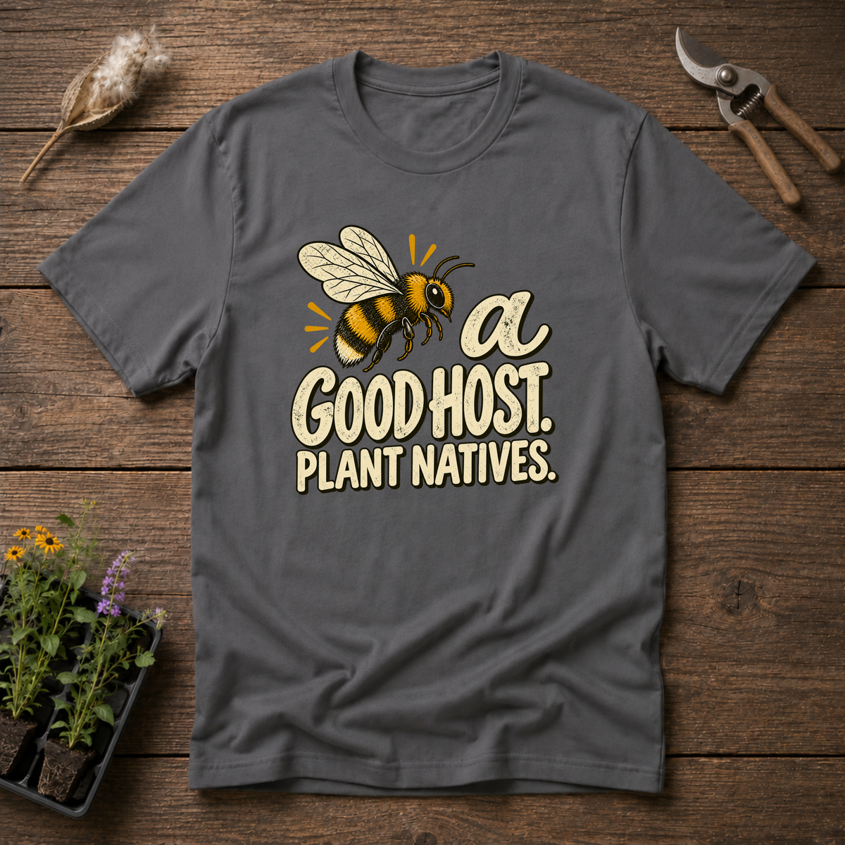 Bee Host Natives T-Shirt in Charcoal