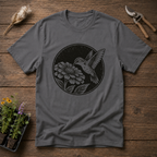 Hummingbird & Zinnia T-Shirt in Charcoal