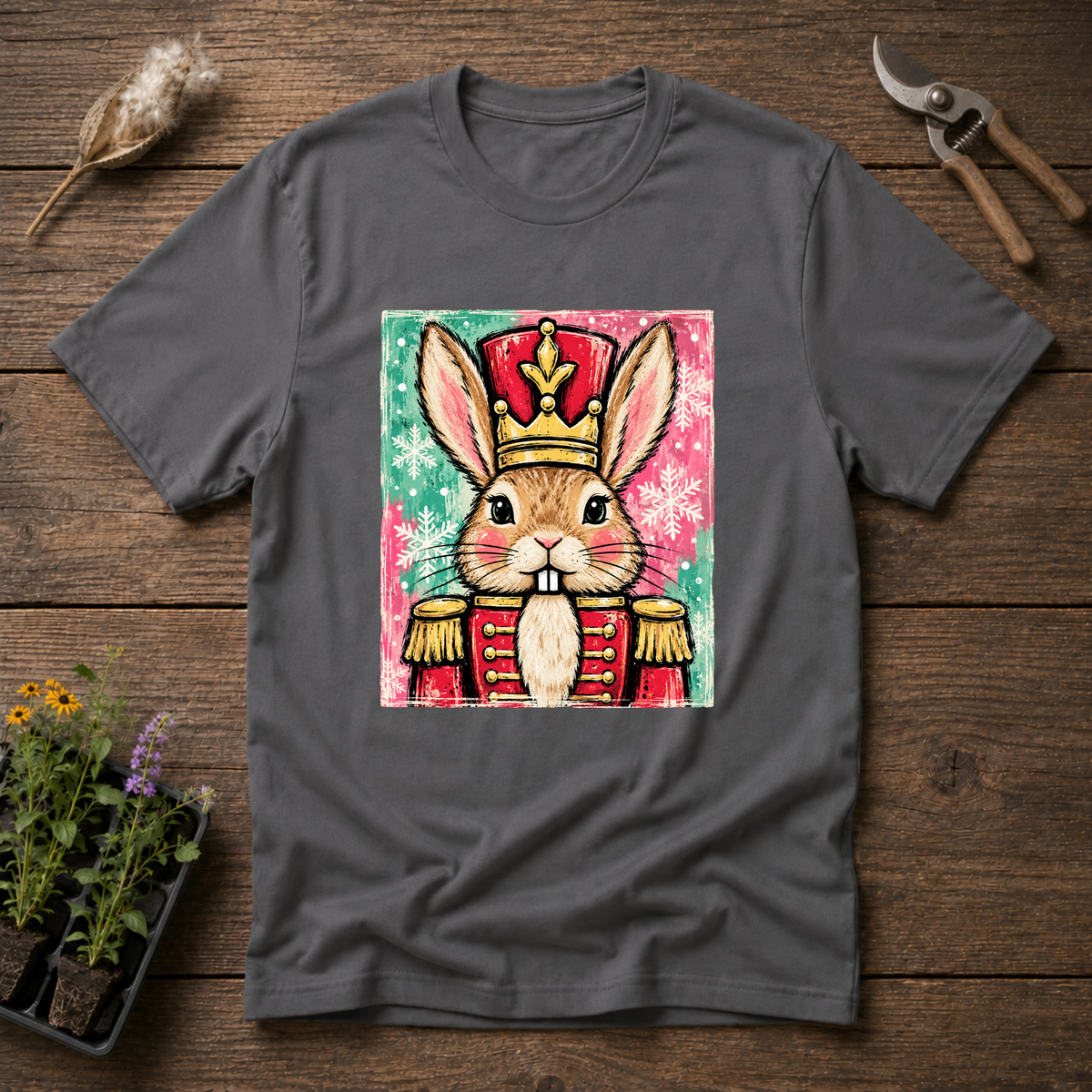 Cute Hare Nutcracker T-Shirt in Charcoal