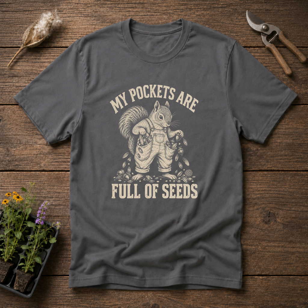 Seed-Filled Pockets T-Shirt in Charcoal