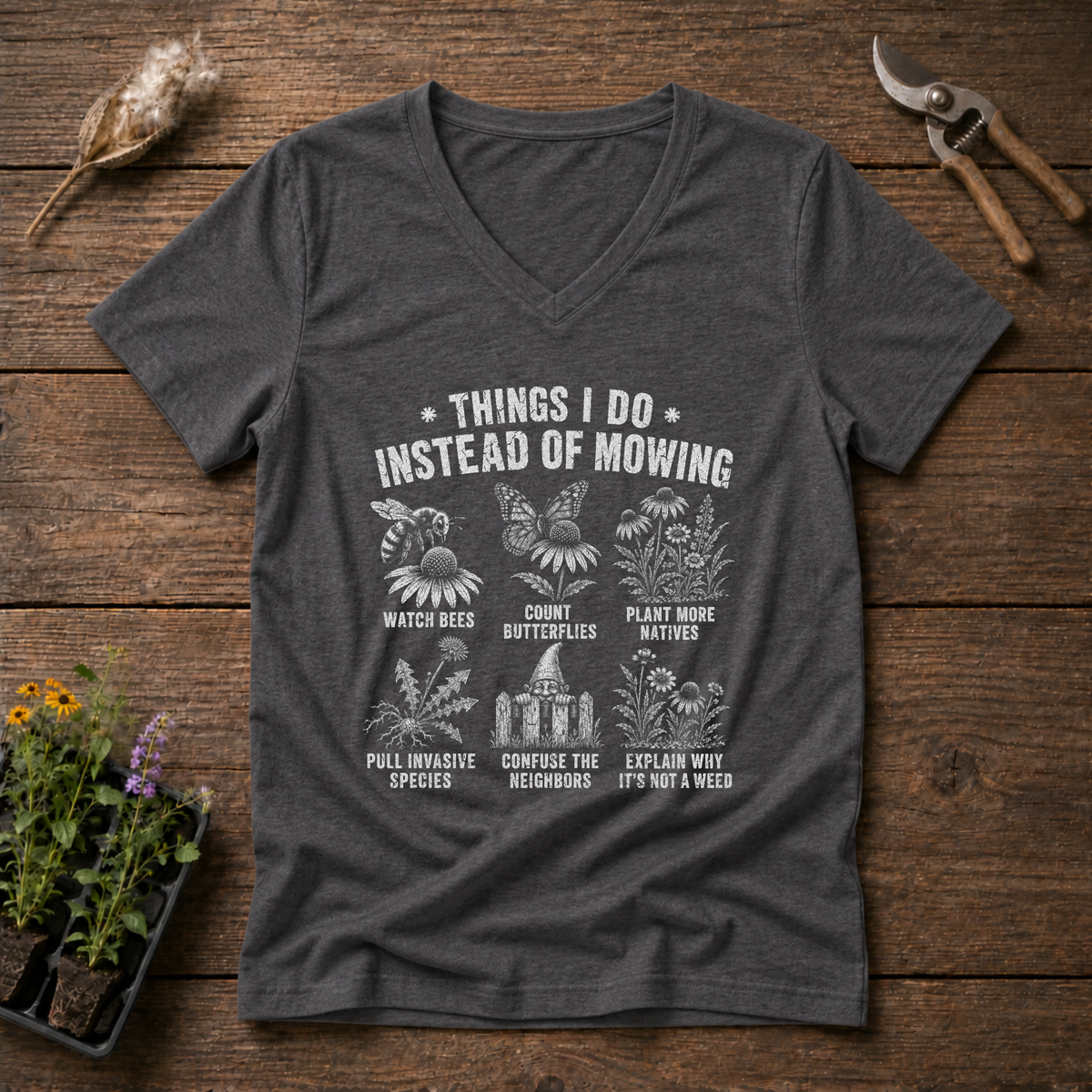 Skip Mowing V-Neck Tee