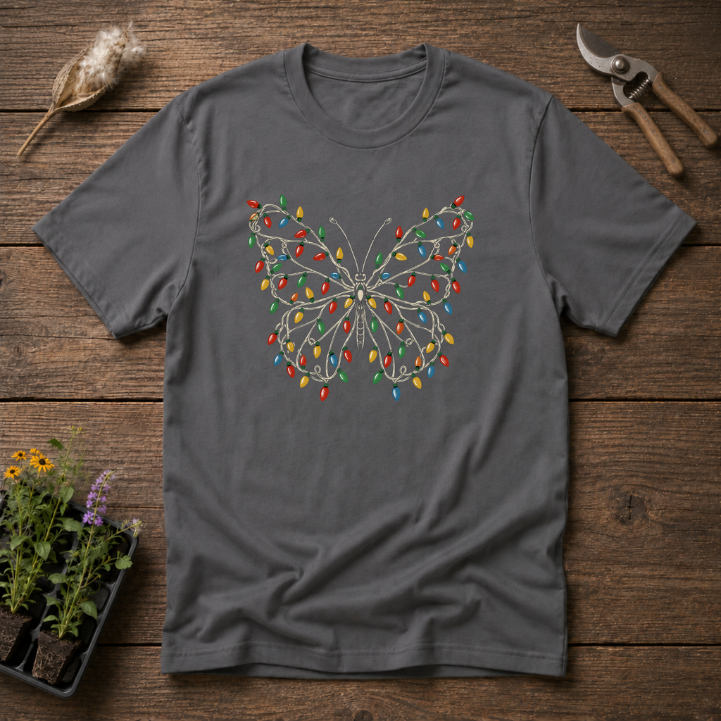 Christmas Light Butterfly T-Shirt in Charcoal
