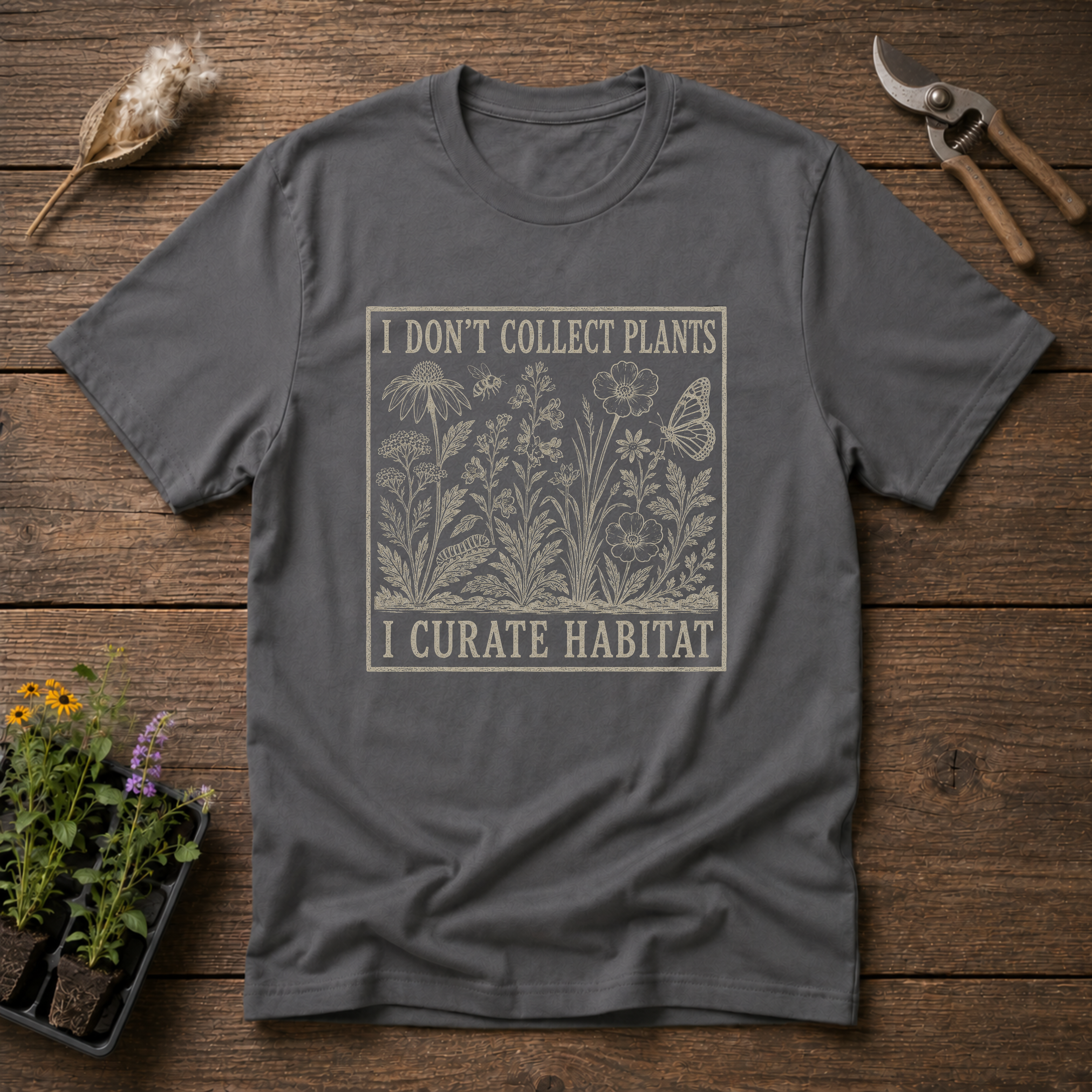 I Don't Collect Plants I Curate Habitat T-Shirt