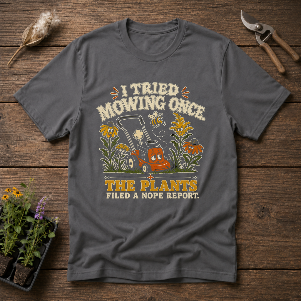 I Tried Mowing Once. The Plants Filed a Nope Report T-Shirt