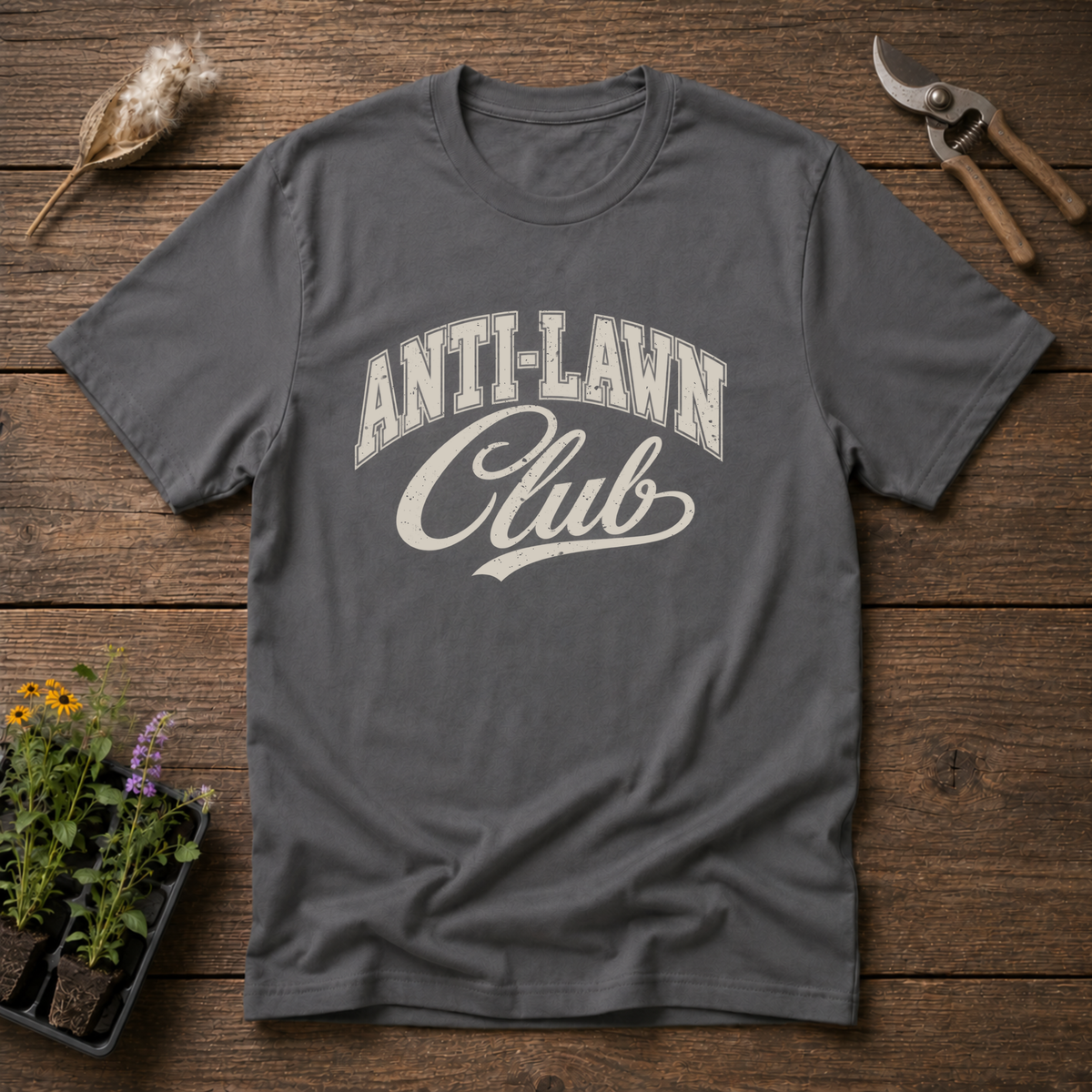Anti-Lawn Club T-Shirt in Charcoal