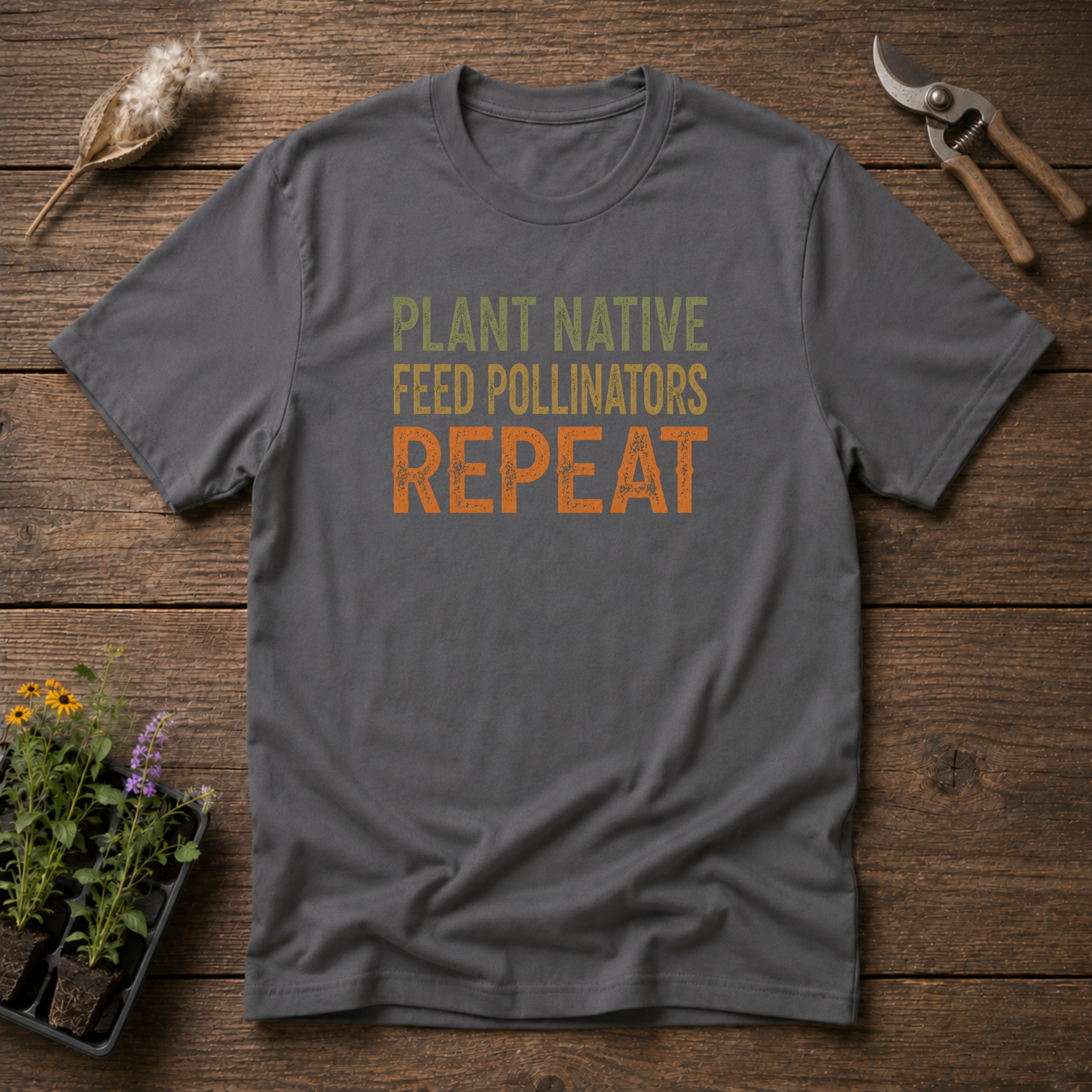 Plant Native Feed Pollinators Repeat T-Shirt