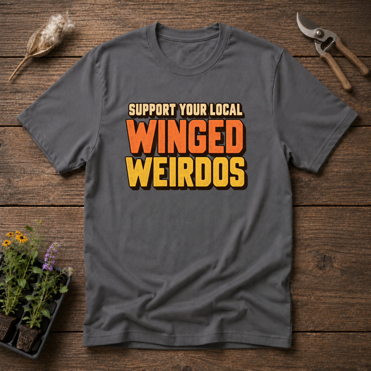 Support Winged Weirdos T-Shirt in Charcoal