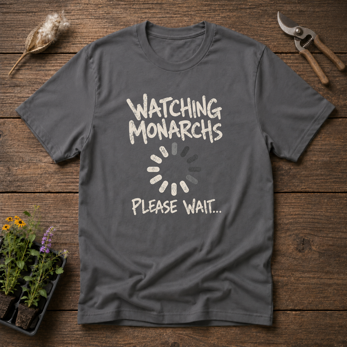 Watching Monarchs T-Shirt in Charcoal