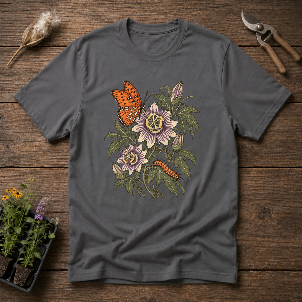 Gulf Fritillary T-Shirt in Charcoal
