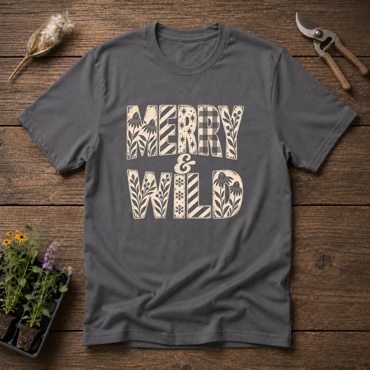 Merry & Wild T-Shirt in Charcoal